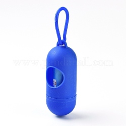 Porta sacchetti di plastica per cacca di animali domestici a forma di pillola, con sacchetti per rifiuti e moschettoni, blu, 140mm, pillola: 10x4 cm, borsa: 30x24 cm, 15pcs / rotolo