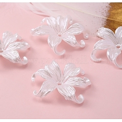 Undurchsichtige Perlenkappen aus ABS-Kunststoff, 6-Blütenblatt Blüte, weiß, 42 mm