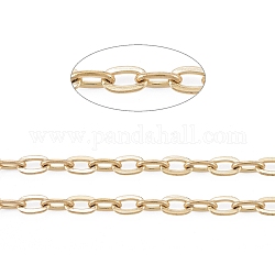 304 Edelstahl-Kabelketten, ungeschweißte, mit Spule, golden, 6x4x0.7 mm, ca. 32.8 Fuß (10m)/Rolle