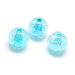 Perline in acrilico stile crackle, colore ab, colore all'interno, tondo, cielo blu profondo, 16mm, Foro: 4 mm, circa 215pcs/478g