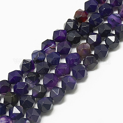 Natural Amethyst Beads Strands, Faceted, Dyed, Round, 9~10x8~9x8~9mm, Hole: 1mm, about 38pcs/14.3 inch