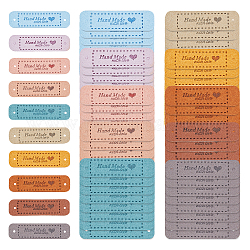 NBEADS 80Pcs 10 Colors PU Leather Label Tags, Handmade Embossed Tag, with Holes, for DIY Jeans, Bags, Shoes, Hat Accessories, Rectangle with Word Handmade, Mixed Color, 55x15x1.2mm, Hole: 2mm, 8pcs/color