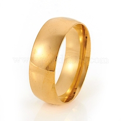 201 acero inoxidable anillos de banda lisos, dorado, tamaño de 11, diámetro interior: 21 mm, 8mm
