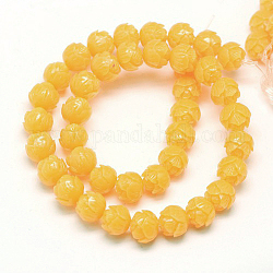 Lotus Flower Synthetic Coral Beads Strands, Dyed, Orange, 12mm, Hole: 1mm, about 30pcs/strand, 14inch