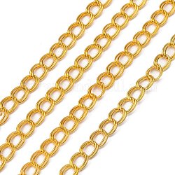 Bügeln Doppelketten, ungeschweißte, mit Spule, golden, Link: 7x8 mm, 0.8 mm dick, ca. 164.04 Fuß (50m)/Rolle