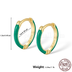 18 серьги-кольца из стерлингового серебра с эмалью и покрытием из настоящего золота 925 карат, с 925 маркой, светло-зеленый, 12.6 мм