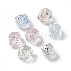 Perles en acrylique transparente, aux pétales de fleurs séchées, carrée, couleur aléatoire, 16x16x16mm, Trou: 2mm, 278 pcs / 500 g