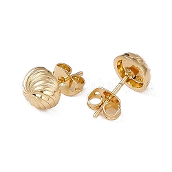 Rack Plating Brass Half Round with Vortex Stud Earrings for Women, Lead Free & Cadmium Free, Real 18K Gold Plated, 8mm, Pin: 0.7mm