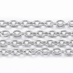304 Stainless Steel Cable Chains, Soldered, with Spool, Oval, Stainless Steel Color, 2.5x2x0.5mm, about 32.8 Feet(10m)/roll