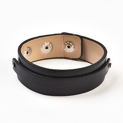 PU кожаный браслет шнура, с железной фурнитурой, платина, чёрные, 8 дюйм (20.4 см), 18x5.5 мм