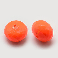 Orange Red Faceted Fluorescent Neon Beads Acrylic Rondelle Beads, 20x16mm, Hole: 1mm