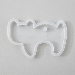Halloween DIY Cat Shape Pendant Silicone Molds, Resin Casting Molds, For UV Resin, Epoxy Resin Jewelry Making, White, 45x65x11mm, Hole: 3.5mm, Inner Size: 39x59mm