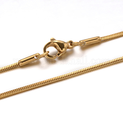 304 Edelstahl Schlangenkette Halsketten, mit Karabiner verschlüsse, golden, 15.7 Zoll (40 cm), 1 mm
