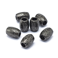 Gestell Messing european beads, Großloch perlen, langlebig plattiert, Fass, Metallgrau, 11.5x8 mm, Bohrung: 4 mm