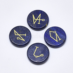 Cabochons en lapis lazuli naturel, teinte, plat et circulaire avec motif, 25x5.5 mm, 4 pcs / set