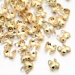 Bouts de perle en laiton, calotte embouts, couverture de noeud à clapet, or, 4x2mm, Trou: 0.5mm