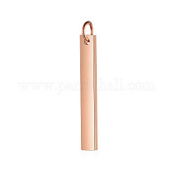 201 Stainless Steel Pendants, with Jump Ring, Manual Polishing, Stamping Blank Tag, Rectangle, Golden, 20x3x1.5mm, Hole: 3mm
