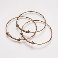 Fabrication de bracelet extensible en laiton réglable, bronze antique, diamètre: 68~71 mm, diamètre intérieur: 64~67 mm, longueur réglable: 32~36mm