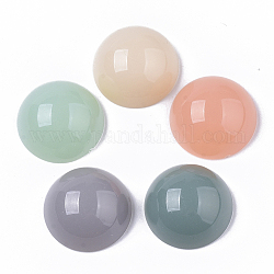 Perles acryliques opaques, la moitié foré, jade d'imitation, demi-rond / dôme, couleur mixte, 19x9mm, demi-trou: 2 mm