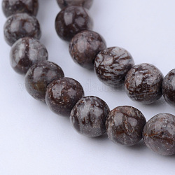Chapelets de perles de flocon de neige en obsidienne naturelle, ronde, 8~8.5mm, Trou: 1mm, Environ 47 pcs/chapelet, 15.5 pouce