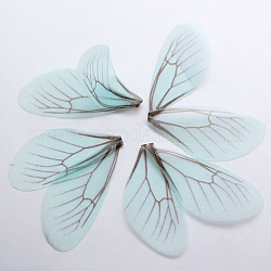 Ala di farfalla in chiffon artigianale artificiale, ali di libellula in organza fatte a mano, colore sfumato, accessori dell'ornamento, azzurro, 92x20mm, Foro: 1.5 mm