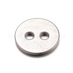 201 botones de acero inoxidable, 2 agujero, plano y redondo, color acero inoxidable, 12x1mm, agujero: 2 mm