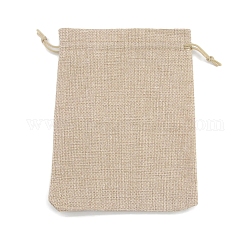 長方形の黄麻布の保存袋  巾着袋包装袋  淡い茶色  14x10cm