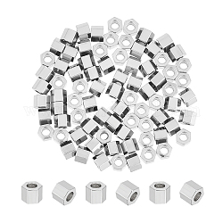 Unicraftale 80pcs 304 perles d'espacement en acier inoxydable, hexagone, couleur inoxydable, 3x3x3mm, Trou: 1.4mm