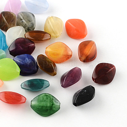 Rhombus Imitation Gemstone Acrylic Beads, Mixed Color, 16.5x13x8mm, Hole: 2mm, about 700pcs/500g