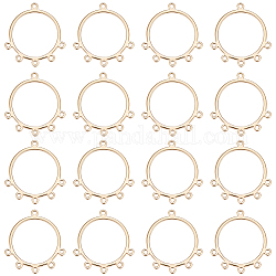 Beebeecraft 16Pcs Chandelier Connector Charm 18k Gold Plated Tibetan Circle Frame Multihole Pendant Charm Links for for Earring Jewelry Making Hole 1.2mm