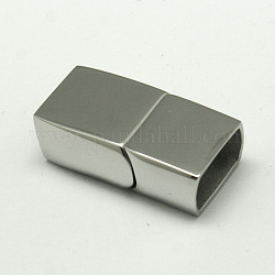 304 Stainless Steel Magnetic Clasps with Glue-in Ends, Rectangle, Stainless Steel Color, 25x13x8mm, Hole: 6x11mm