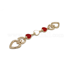 Alloy Enamel Heart Bag Strap Extenders, with Swivel Clasps, for Bag Replacement Accessories, Light Gold, Dark Red & White, 17cm