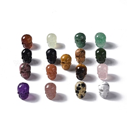 Perline di pietra preziosa naturale, teschio, tinti misti e non tinti, 13x10x11.5mm, Foro: 1 mm
