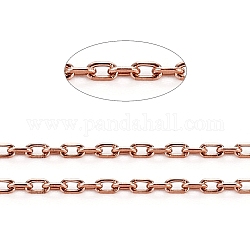 Ионное покрытие (ip) 304 кабельные цепи из нержавеющей стали, тонкие цепочки с алмазной огранкой, пайки, граненые, с катушкой, овальные, розовое золото , 1.5x0.9x0.2 мм, около 32.8 фута (10 м) / рулон