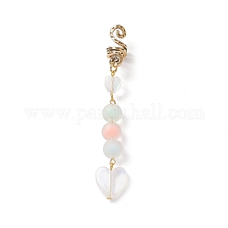 Perline dreadlocks con perline acriliche a cuore, intrecciare le clip decorative dei pendenti dei capelli, tondo, colorato, 90mm