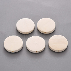 Wooden Beads, Undyed, Flat Round, Antique White, 15x4mm, Hole: 1.2~1.6mm, about 1065pcs/500g