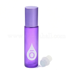 Glasfarbe ätherisches Öl leere Parfümflaschen, mit PP-Kunststoffkappen und Rollerball, Kolumne, matt, lila, 2x8.5 cm, Kapazität: 10 ml (0.34 fl. oz)