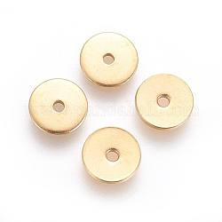 Placcatura ionica (ip) 304 perline distanziatrici in acciaio inossidabile, disco, oro, 10x0.7mm, Foro: 1.2 mm