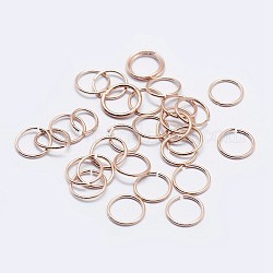 Anillos abiertos de plata de ley 925, anillos redondos, oro rosa, 6x0.7mm, diámetro interior: 4 mm, aproximamente 149 unidades / 10 g