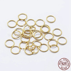 925 anello di salto aperto in argento sterling, anelli rotondi, vero placcato oro 18k, 21 gauge, 7x0.7mm, diametro interno: 5.5mm, circa 128pcs/10g