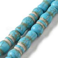 Fili di perline tinte turchesi sintetiche, osso, turchese, 21x10mm, Foro: 1.2 mm, circa 13pcs/filo, 15.98'' (40.6 cm)