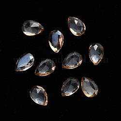Teardrop Transparent Glass Cabochons, Nail Art Decoration Accessories, Faceted, Goldenrod, 6x4x2.5mm