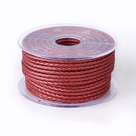 YIEUR Cordon en cuir tressé - 5 m - Noir et beige - Courroie ronde de 3 mm - Bracelet en cuir véritable coloré pour bricolage (mixte