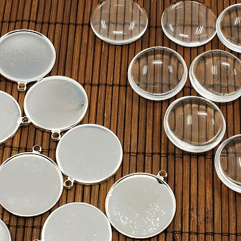 25mm Transparent Clear Domed Glass Cabochon Cover for Brass Photo Pendant Making KK-X0021-NF