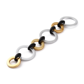 Catene ccb verniciate a mano a spruzzo, con anelli di collegamento in acrilico, per fare gioielli, oro, Anello: 31.5~44x3~4.5 mm, link: 23x26x8.5 mm, 39.37 pollice (1 m)/filo