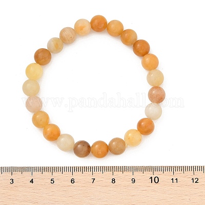 Bracelets extensibles de perles de jade topaze naturelle&nbsp;BJEW-F380-01-B07-1