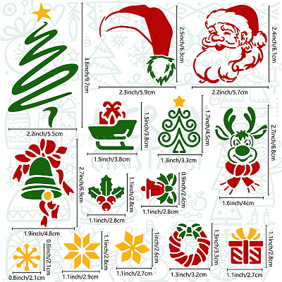 GORGECRAFT 6.3 Inch Christmas Themed Metal Stencil Engraving Stencils Santa  Claus Bells Pattern Painting Template Journal Tool for Painting Wood