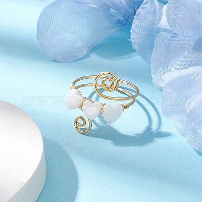 Anello per polsino a cuore con conchiglia naturale all'ingrosso