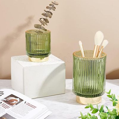 Porta Pennelli Trucco In Vetro - Organizer Vintage Con Vassoio Specchio, 12x6.2x12cm, Multiuso - Foto 12