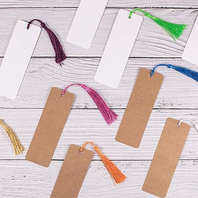 Wholesale PandaHall Elite DIY Blank Rectangle with Tassel Bookmark